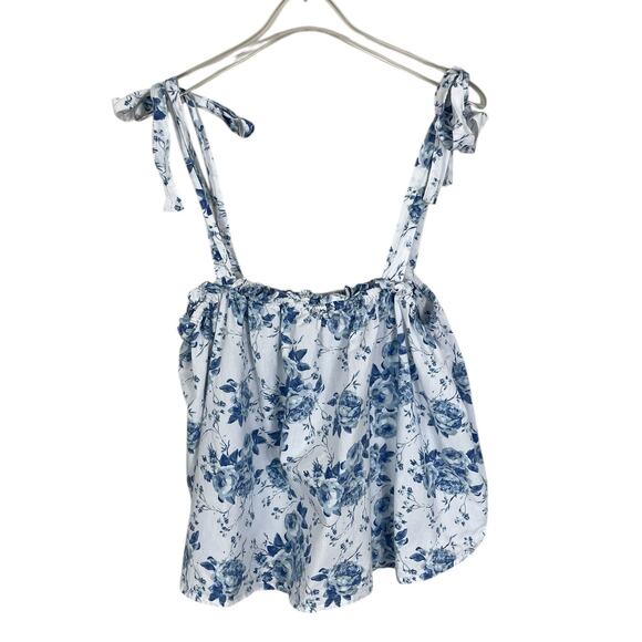 8 Oak Lane Blue Rose Woven Cotton Pajama Set Size L/XL Cottage Boho Coquette - Picture 4 of 16